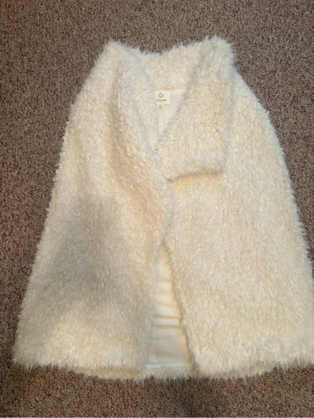 aerie Cream Faux Fur Vest